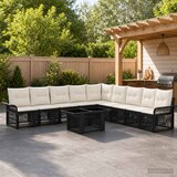  Sjedeća garnitura za vrt 10 kom. Crna i krem-bijela poliratan 100 x 55 x 73 cm | Shoptok.si
