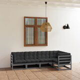 The Living Store Vrtna sedežna garnitura 5-delna z blazinami trdna borovina - Vrtna Sedežna Garnitura, (21469842) | Shoptok.si