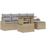 vidaXL 6-dijelni set vrtne sofe s jastučićima bež Poly ratan, 2-sjedna vrtna sofa s pohranom i jastučićima bež Poly ratan Cijene