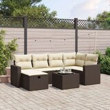 vidaXL 7-dijelni set vrtnih sofa od poliratana s jastucima smeđi | shoptok.hr