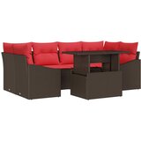 vidaXL Vrtna sedežna garnitura 7 pcs Rjava in rdeča Poly ratan, (5000134484) | Shoptok.si