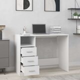 vidaXL Pisalna miza s predali bela 102x50x76 cm inženirski les | Shoptok.si