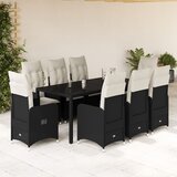 vidaXL 9-dijelni vrtni bistro set od poliratana s jastucima crni | shoptok.hr