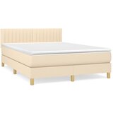 vidaXL Box spring postelja z vzmetnico krem 140x190 cm blago, (20895292) | Shoptok.si