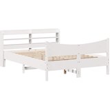  Okvir za krevet s uzglavljem bijeli 150 x 200 cm borovina | shoptok.hr