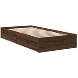vidaXL Posteljni okvir s predali rjavi hrast 90x200 cm inž. les, (21216091) Cene