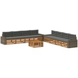 vidaXL Zunanja garnitura za sedenje 9 pcs Naravna in antracitna, (5000282606) | Shoptok.si
