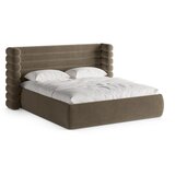 Micadoni Smeđe-sivi tapecirani bračni krevet s prostorom za odlaganje s podnicom 200x200 cm Mount – | shoptok.hr