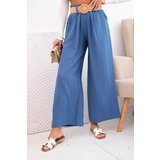 Kesi Włoski Women's viscose trousers with a decorative belt denim | Shoptok.si