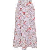 Trendyol Lilac Flounce Viscose Fabric Animal Pattern Midi Woven Skirt Cene