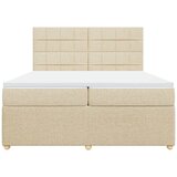  Krevet s oprugama i madracem krem 200 x 200 cm od tkanine | shoptok.hr
