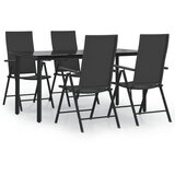  5-dijelni vrtni blagovaonski set od poliratana crni | shoptok.hr