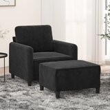 vidaXL Fotelja s tabureom crna 60 cm baršunasta Cijene
