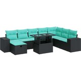  Vrtna garnitura - 9-dijelni set vrtnih sofa poliratan i bagrem s jastucima sivi - Crna sa spremištem 1 | shoptok.hr