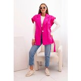Kesi Włoski Women's quilted vest with a belt and wide collar pink | shoptok.hr