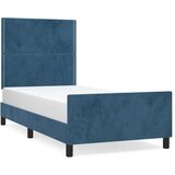  Posteljni okvir z vzglavjem temno moder 90x190 cm žamet | Shoptok.si