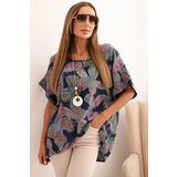 Kesi Włoski Women's cotton blouse with butterfly motif short sleeve navy | shoptok.hr