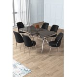 Hanah home trpezarijski set Prah, sto i 6 stolica, antracit ploča Irony, hromirane noge, crna tkanina Babyface | Eponuda.com