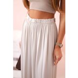 Kesi Włoski Women's wide trousers with elastic waistband dark beige | Shoptok.si