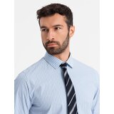 Ombre Men's REGULAR FIT cotton shirt with vertical stripes - blue and white OM-SHOS Cijene