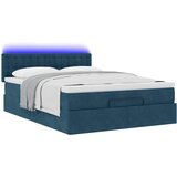  Ottoman krevet s madracem i LED diodama tamnoplavi 140x200 cm baršun | shoptok.hr
