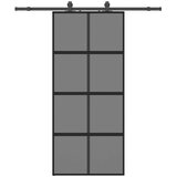  Klizna vrata s priborom crna 90 x 205 cm kaljeno staklo | shoptok.hr