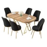 Hanah home set trpezarijski sto i 6 stolica lai light walnut gold black | ePonuda.com
