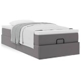 vidaXL Otomanski posteljni okvir z vzmetnico siv 80x200 cm um. usnje, (21607550) | Shoptok.si
