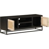 Maison Chic TV omarica - TV enota - Televizijska omarica črna 110x30x40 cm trden mangov les in železo, (21699679) Cene