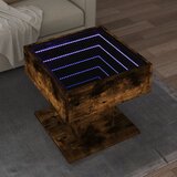 vidaXL Klubska mizica LED dimljeni hrast 50x50x45 cm inženirski les Cene