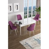 Hanah home trpezarijski set Han, sto na razvlačenje i 4 stolice, bela ploča, ljubičasta tkanina Jerry | Eponuda.com