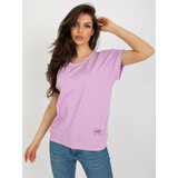 Fashion Hunters Light purple basic blouse with round neckline Cene