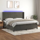 Krevet box spring s madracem LED tamnosivi 200x200 cm baršun | shoptok.hr