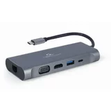 Cablexpert Adapter USB-C 7-v-1 USB, HDMI, LAN, VGA, PD, čitalec kartic + audio, (20441891)