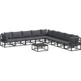  Sjedeća garnitura za vrt s jastukom 10 pcs Crna Aluminij | shoptok.hr