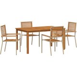  Set za vanjsko blagovanje od 5 dijelova bež poli ratan akacija vrtne stolice za slaganje s jastučićima - set od 2 u bež poli ra | shoptok.hr