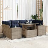  7-dijelni set vrtnih sofa poliratan i bagrem s jastucima sivi | shoptok.hr
