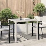  Vrtni stol 90x90x75 cm od kaljenog stakla i poliratana bijeli | shoptok.hr
