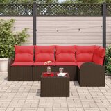  Sjedeća garnitura za vrt 6 kom. Smeđa i crvena poliratan 234 x 124 x 85 cm | shoptok.hr