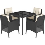  The Living Store Vrtna jedilna garnitura 5-delna z blazinami črn poli ratan - Vrtna Jedilna Garnitura, (21446716) | Shoptok.si