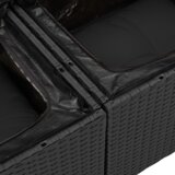 vidaXL 7-delni set vrtnih kavčev z blazinami Črni Poli ratan | Shoptok.si