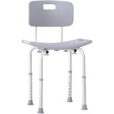 HOMCOM Stol za prhanje iz aluminija in plastike z nastavljivo višino v 8 ravneh 71-88 cm Nedrseče noge, (20755355) | Shoptok.si