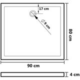 vidaXL Pravokotna ABS tuš kad bela 80x90 cm | Shoptok.si