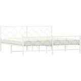 Metalni okvir kreveta uzglavlje i podnožje bijeli 200x200 cm | shoptok.hr