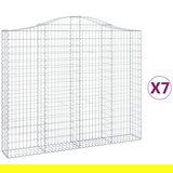 vidaXL Obokane gabion košare 7 kosov 200x30x160/180cm pocinkano železo, (21000178) | Shoptok.si