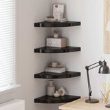  Plutajuće kutne police 4 kom sjajne crne 35 x 35 x 3,8 cm MDF | shoptok.hr