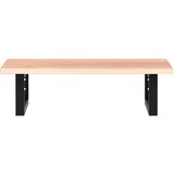  Zidna polica za umivaonik od čelika i masivne hrastovine Smeđa 60 x 40 x 2 cm | Shoptok.si