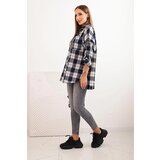 Kesi Włoski Women's cotton checkered shirt with a distressed effect blue | shoptok.hr