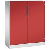 C+P Omara s krilnimi vrati ASISTO, višina 1292 mm, širina 1000 mm, 2 polici, svetlo sive/ognjeno rdeče barve | Shoptok.si