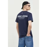 Tommy Jeans Bombažna kratka majica mornarsko modra barva